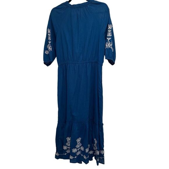 Draper James Blue 3/4 sleeve Midi Embroidered Dress- size M - Picture 3 of 7